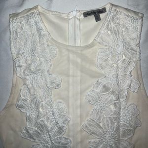 White Flower Embroidered Mesh Bodysuit